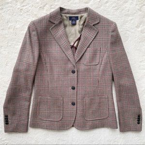 Brooks Brothers wool plaid blazer women green tan